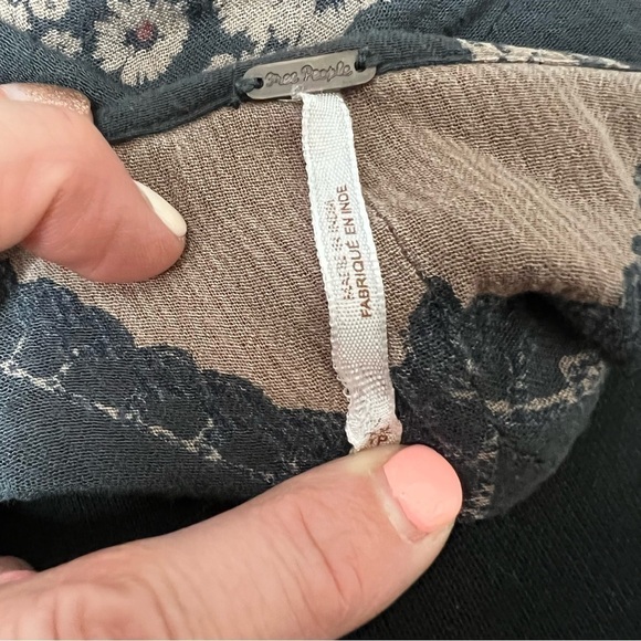 Free People Floral Chevron Pheasant Long Sleeve Tunic Dress - Picture 7 of 8